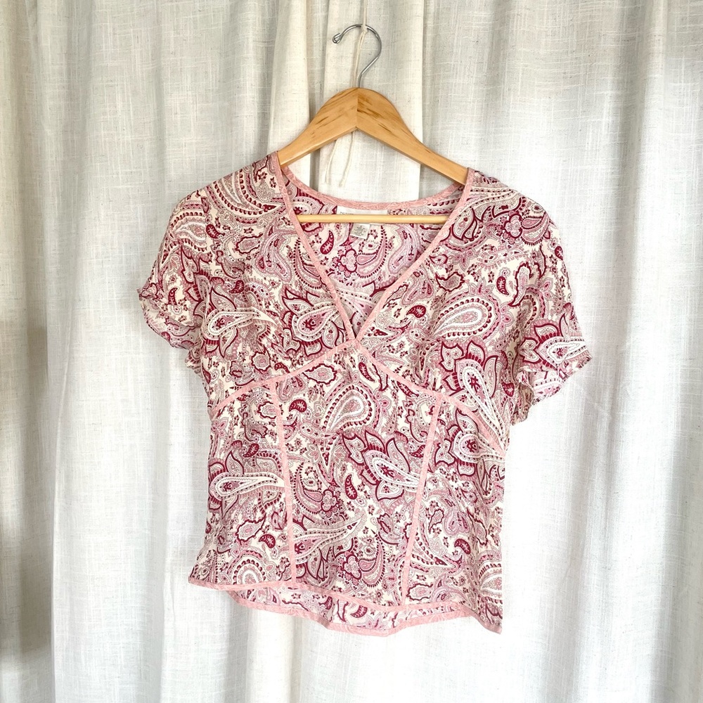 Vintage Silk Paisley Blouse Top